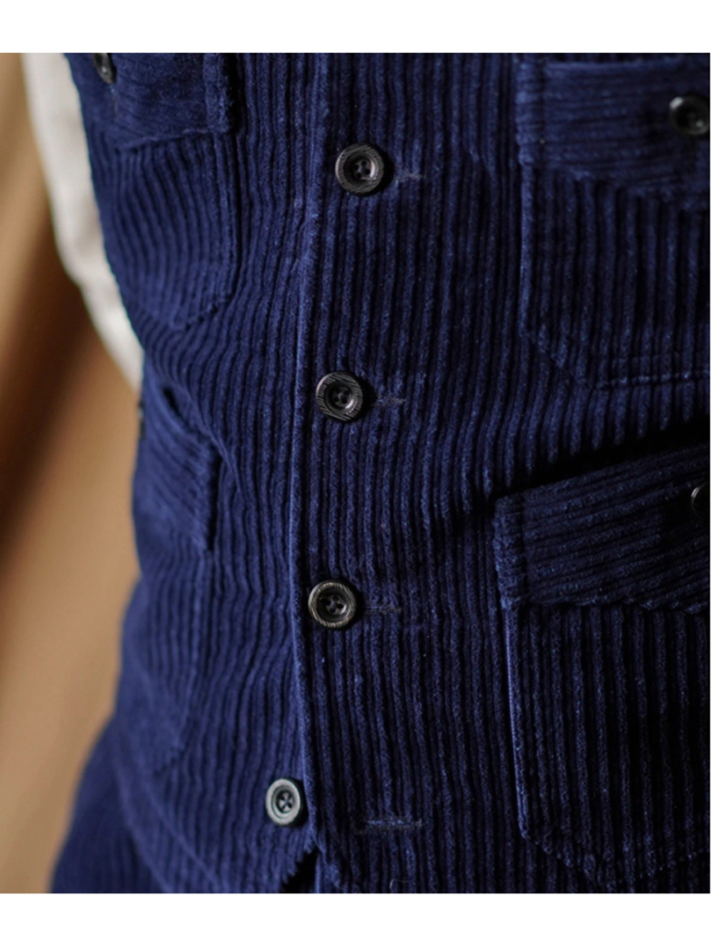 Annual Ring 1920s Indigo Corduroy Work Vest Navy Color Size L - Picture 7 of 14